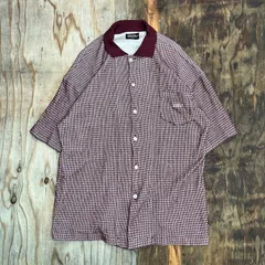 MOSSIMO モッシモ 半袖 シャツ レッド ボルドー ニット コットン ボーダー メンズ B-BOY VINTAGE 古着 MF138のサムネイル