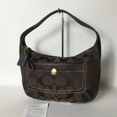2509-199｜美品｜コーチ シグネチャー ハンドバッグ ダークブラウン
