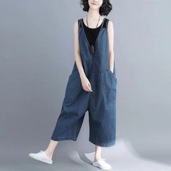 LPBS019夏秋レディース 九分丈 美脚 サロペット ゆったり デニムパンツ オーバーオール(M-2XL）