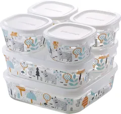 新品 iwaki(イワキ) 耐熱ガラス 密閉容器 シンジカトウ 森の中で システムセット パック&レンジ PS-PRNSNE7