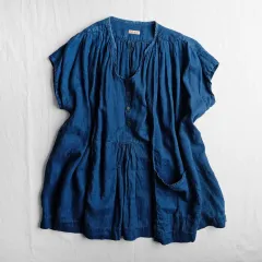 KAPITAL　キャピタル　ストライプ　ギャザー　コットン　チュニック 美品】KAPITAL キャピタル ストライプ ピンタック ギャザー