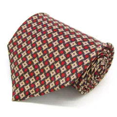 レノマ ブランド ネクタイ 総柄 小紋柄 スクエア柄 シルク オーストラリア製 PO メンズ グレー renoma 【中古】