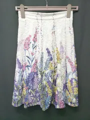 ◇ ⊂ tocco closet トッコ クローゼット 花柄 膝下丈 フレア スカート サイズ表記なし ホワイト パープル系 レディース E  【1506180014770】