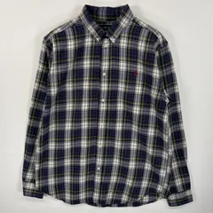 古着 ラルフローレン RALPH LAUREN 長袖シャツ ボタンダウンシャツ ワンポイント ロゴ 刺繍 XL（18-20）  パープル系 チェック メンズ