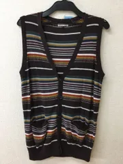 a.v.v HOMME　メンズ、茶系ボーダー ニットベストのサムネイル