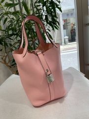 【新品同様品】HERMES エルメス ピコタンロック 18 PM トリヨンクレマンス ローズサクラ シルバー金具 B刻印 ハンドバッグ レディース 女性用 ブランド 本革 レザー カーフ ピンク 希少 レア プレゼント ギフト バック