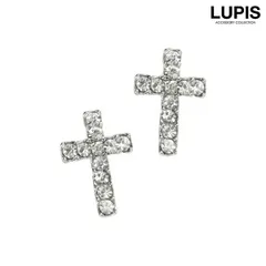 ピアス レディース シンプル クロス ストーン パヴェ シルバー lupis o309