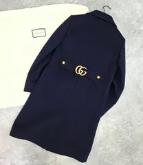 めるる様専用ページ 定価32万★GUCCI(グッチ) GGマーク ウール ロングコート 金ボタン ネイビー レディース 38 Mサイズ PAWNSHOPRiZ  パウンショップリズ