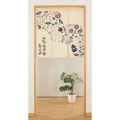 和風のれん3連三つ割れ幅85cmx丈90cm ありがたや せせらぎ ナチュラル14602-naru
