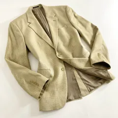 59b13 LAUREN RALPH LAUREN ローレン ラルフローレン シルクテーラードジャケット ブレザー 42R カーキ チェック フォーマルのサムネイル