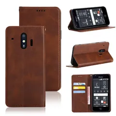 らくらくスマートフォン me F-01L / F-42A ケース 手帳型 カバー PUレザー カード収納 財布型 耐衝撃 ケース マグネット スタンド機能付き 5色 (ダークブラウン)
