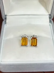 （新品未使用）天然のシトリン/PT900 ピアス2.2g