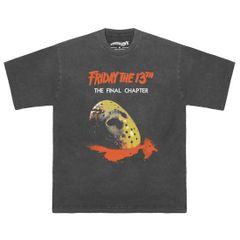 メンズ レディース 半袖Tシャツ 映画 Tシャツ 13日の金曜日 色落ちブラック　Lサイズ