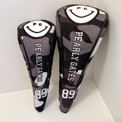【美品】パーリーゲイツ　ドライバーカバー　ユーティリティカバーセット　ゴルフクラブカバー迷彩柄　カモフラージュ柄　ニコちゃん