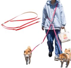 新品 ２頭引きショルダーリード 絡まない 犬 中型犬 小型犬 肩掛け 多頭飼い 犬用リード かわいい おしゃれ 丈夫 柴犬 日本製 犬の首輪屋てるべる (スカイブルー)