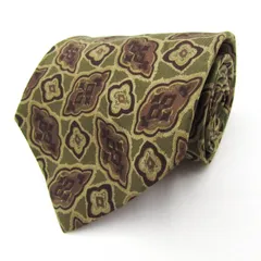 アレクサンダージュリアン ブランド ネクタイ 小紋柄 幾何学模様 シルク 日本製 PO  メンズ カーキ Alexander Julian 【中古】