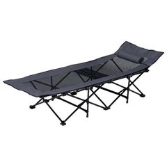 萩原 アウトドアベッド コット キャンプコット テントベッド 【工具・組み立て一切不要】 ツーリング レジャー 完成品 収納バッグ付 幅61×奥行185×高さ50 グレー LOB-4439GY