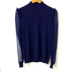 UNDERCOVER　アンダーカバー 　袖ジョーゼットハイネックニット　ハイネック　ニット　ドッキングレース　 紺　ネイビー　1サイズ　UCQ1904のサムネイル
