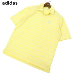 adidas GOLF アディダス ゴルフ 春夏 ロゴ刺繍★ 半袖 ボーダー ハニカム ポロシャツ Sz.L　メンズ 黄色