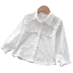 ☆ タイプA ☆ 150cm ☆ キッズブラウス レース 長袖シャツ gktops4116 キッズ ブラウス 女の子 シャツ 白 長袖 白シャツ フォーマル 入園式 卒園式 入学式 卒業式 レース 袖 フリル 発表会 結婚式 パーティ お呼ばれ