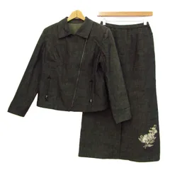 レリアン セットアップ 上下セット ジャケット ロングスカート 日本製 レディース 9サイズ ダークブラウン Leilian 【中古】