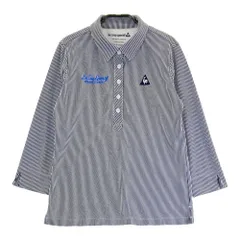 サイズ：M LE COQ GOLF ルコックゴルフ  七分袖ポロシャツ ストライプ柄 ネイビー系 [240101543366] ゴルフウェア レディース ストスト