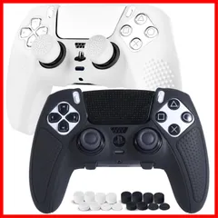 + カバー PS5 PS5 コントローラー Edgeコントローラー カバー、人間工学に基づいた、シリコーン保護、無料の8ボタンキャップ、オリジナルの充電器で充電できます、滑り止めデザイン、両面印刷パターン JYXETOV