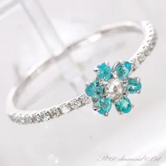 指輪 レディース パライバトルマリン リング プラチナ ダイヤモンド Pt950 フラワー 刻印入り 鑑別書付き 日本製【アクセサリーマート/メルカリShops店】