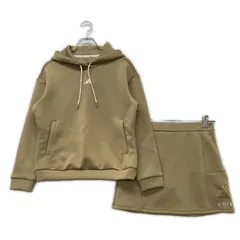 中古 レディース アディダス adidas セットアップ L ブラウンベージュ ダンボールニット 軽量 長袖フーディー×スカート