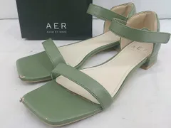 ◇ ◎ ADAM ET ROPE アダムエロペ スクエアトゥ アンクルストラップ サンダル サイズ38 グリーン レディース E  【1303140018119】