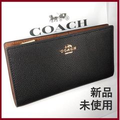 COACH 新品 レザー 二つ折り 長財布 黒 コーチ レディース 財布 J13