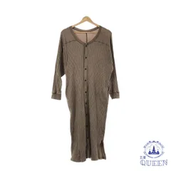 ☆美品☆ URBAN RESEARCH DOORS アーバンリサーチドアーズ ワンピース Uネック ボタン スリット カジュアル おしゃれ きれいめ 長袖 ロング レディース ブラウン 1 901-14743 送料無料 古着