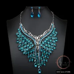 グリーン ネックレス ピアス ロングモチーフ 高見え ドレス ダンス 発表会