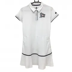 【新品】ルコック 半袖ポロワンピース 白×ネイビー 吸水速乾 UVカット  レディース LL ゴルフウェア 2023年モデル le coq sportif