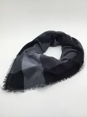 【ほぼ未使用 タグ付き】コーチ　COACH　大判　ストール　WINDOWPANE challis　ショール　黒　グレイ　未使用　薄手　大きめ