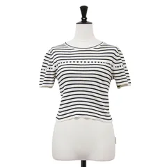 NKNIT ニット アイボリー ブラック サイズ:FREE | 23春夏 ボーダー ハート ショートスリーブ ミニ カットソー | paper mix pattern knit T-shirt mini | ニット クルーネック【レディース】【中古】