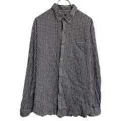 長袖 チェックシャツ L パープル ブラック ホワイト ボタンダウン 胸ポケット カジュアルシャツ 薄手 古着卸 アメリカ仕入 a703-6409