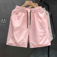 [M]秋冬 コーデ メンズ  服 シンプル ファッション オシャレ 大人 かっこいい 大きいサイズ ストリート 紳士服 ピンク 薄手 パンツ 速乾 五分丈 ビーチ