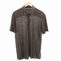 エルメネジルドゼニア Ermenegildo Zegna ポロシャツ シルク 絹 リネン混 半袖 L 茶 ブラウン /AE ●ECOのサムネイル
