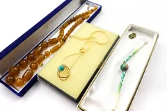 ネックレス/ブレスレット 3点セット 丸谷焼 天然石 孔雀石など まとめて アクセサリー TA  レディース 【中古】