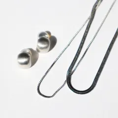 【２点セット】シルバーアクセサリーセット　穴を開けないピアス　イヤリング　ネックレス　シルバー　２連チェーンネックレス