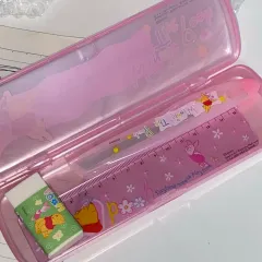 レトロ文具 ／ Disney（ディズニー） クマ くまのプーさん プラスチック 筆箱 文具 セット