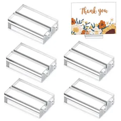 【即日発送】ネームカード メニュー カード立て 値札 番号 机上用品 写真 メモホルダー パーティー装飾 席札 会議 結婚式パーテ 結婚式 シンプル アクリル素材 透明 おしゃれ メモスタンド カードスタンド (6個入り) YJRUNFU