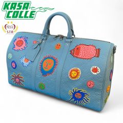 【LOUIS VUITTON】ルイ・ヴィトン ✕ 草間彌生 / キーポル・バンドリエール 50 / トリヨン・モノグラム レザー/ FACES / ブルー / M21713 / 新品未使用