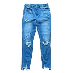 AMERICAN EAGLE SUPER HI-RISE JEGGING レディースL 6 SHORT クラッシュ スキニーデニム