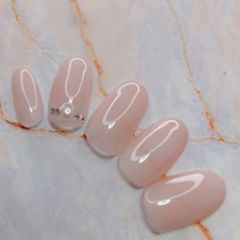 くすみピンクのワンポイント　ネイルチップ