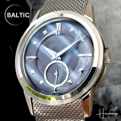 新作極美品！◆BALTIC PRISMIC バルチック プリズミック グレーブルー 手巻き 薄型 36mm SS×チタン 腕時計