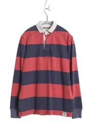 【お得なクーポン配布中!】 ラグビー ラルフローレン ボーダー 長袖 ラガーシャツ メンズ S ポロ ヴィンテージ 加工 ラグビー 長袖シャツ ポロシャツ カットソー 赤 紺