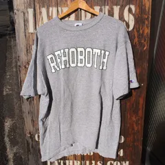 90s USA製 刺繍青タグ Champion ビンテージ オールド チャンピオン REHOBOTH プリント カレッジ 霜降り Tシャツ◆Size:US-XL