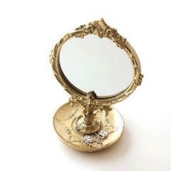 鏡 アンティークミラー 卓上ミラー おしゃれ かわいい トレイ スタンドミラー アンティーク バロック調 ゴールド バロックスタンドミラー